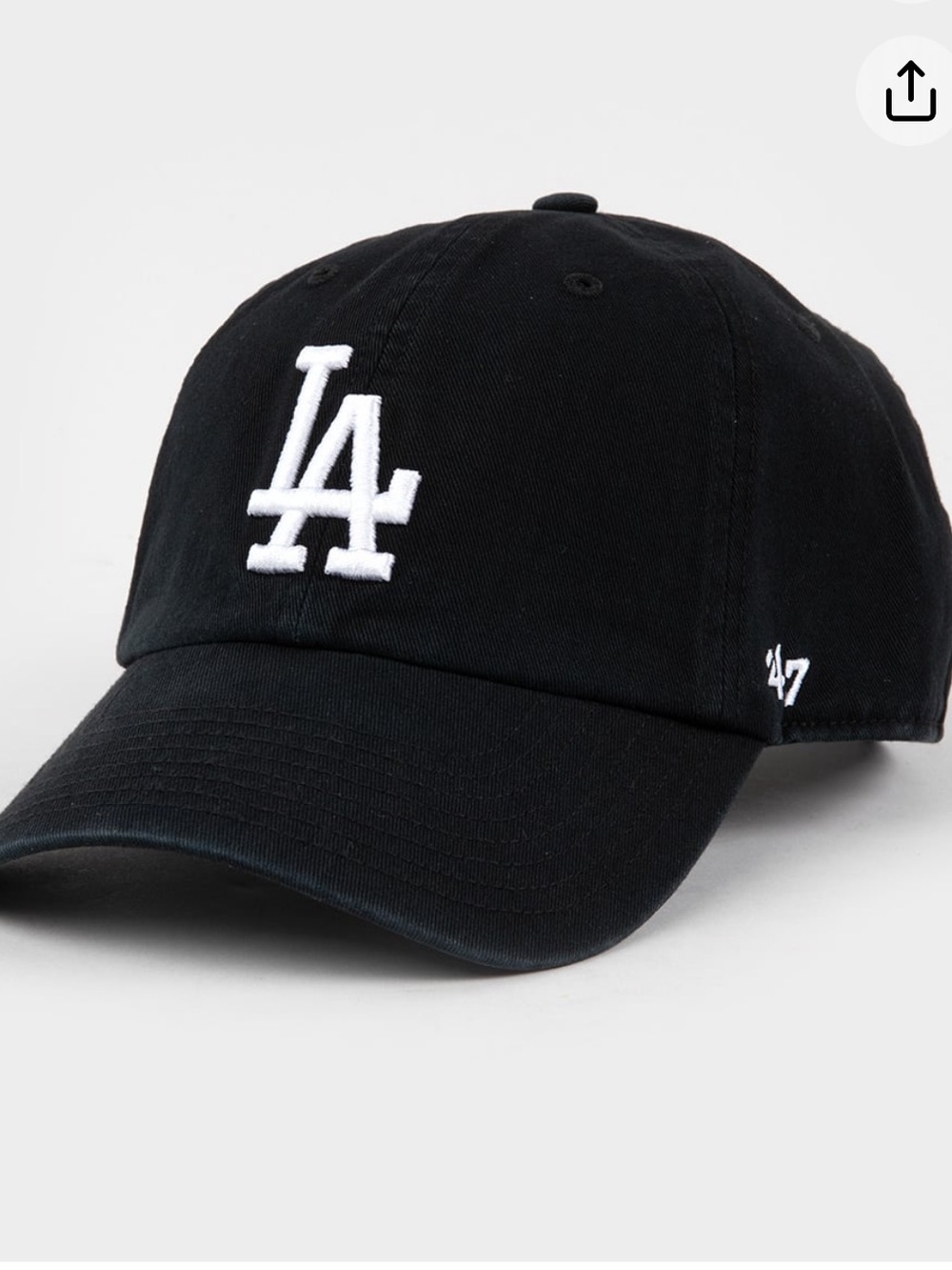 47 Los Angeles Dodgers Black Hat with White LA Logo
